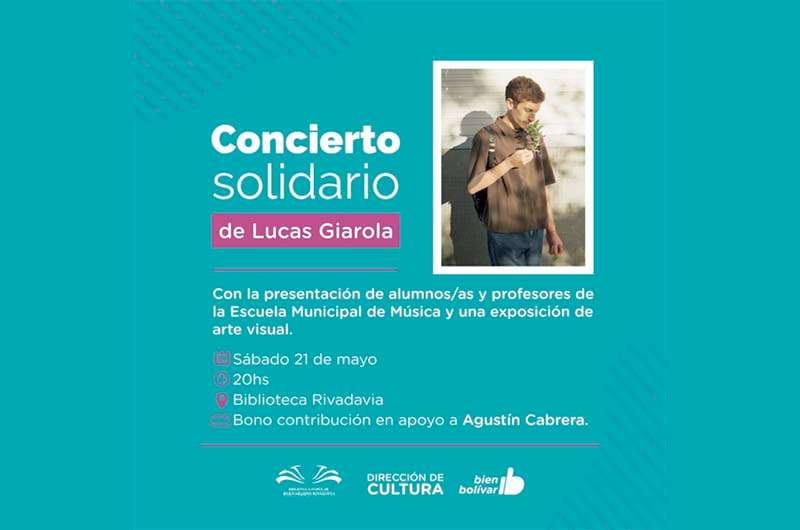El artista bolivarense Lucas Giarola brindará un concierto solidario