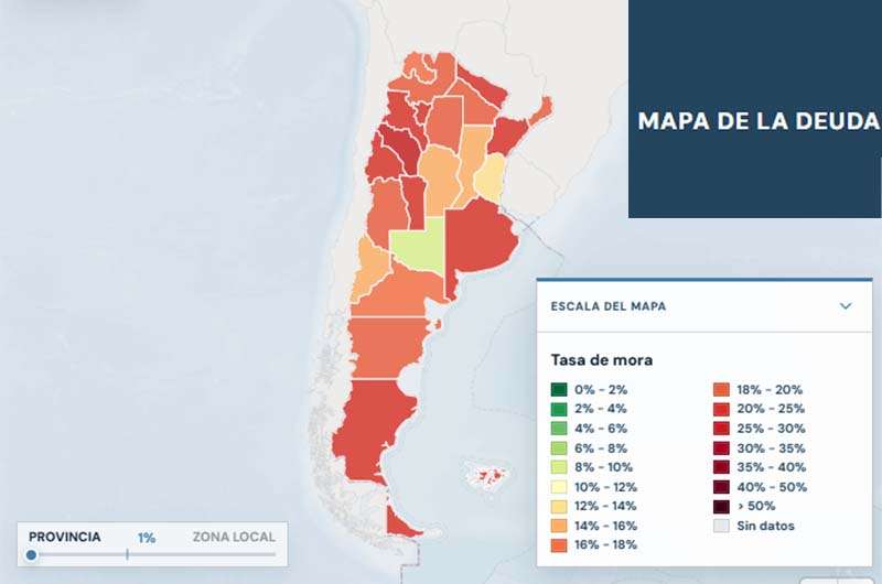 Mapa de la deuda con el sistema financiero en Bolívar